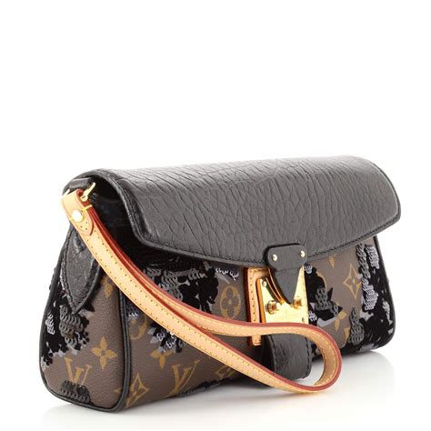 louis vuitton fleur de jais clutch in monogram canvas with black sequin|NEW Louis Vuitton Monogram Fleur De Jais Manege Sequin .